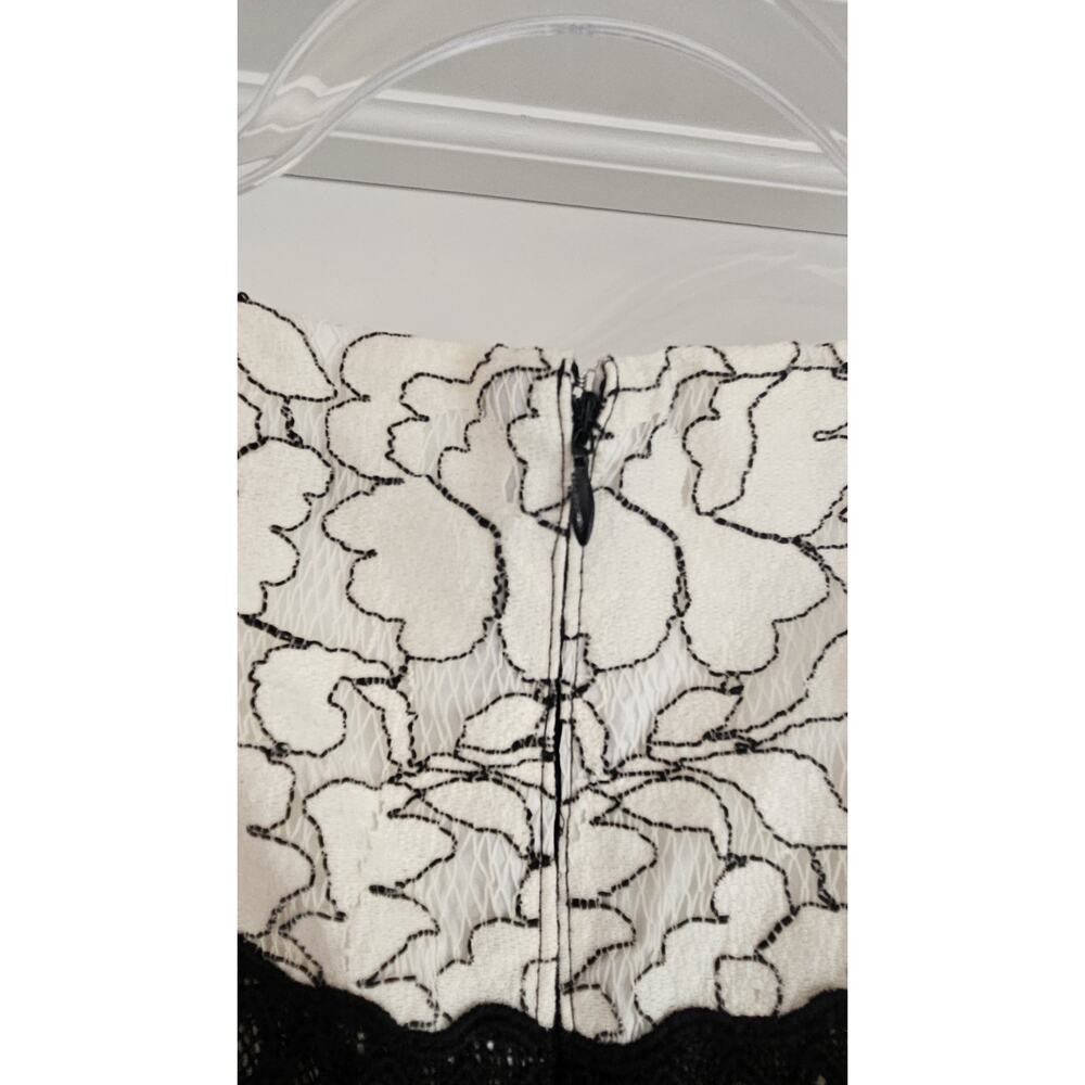 Katherine Kelly Dress Embroidered and Lace Sleeveless Sheath Black Ivory Size 4 - Picture 6 of 10